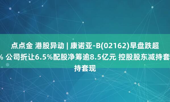 点点金 港股异动 | 康诺亚-B(02162)早盘跌超6% 公司折让6.5%配股净筹逾8.5亿元 控股股东减持套现