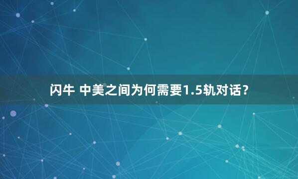 闪牛 中美之间为何需要1.5轨对话？